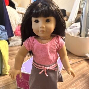 American Girl Pink and Gray Doll with Accessories